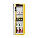 Armoire de sécurité de type 90 asecos S-PHOENIX Vol.2-90, porte pliante avec fermeture automatique, charnière à gauche, sécurité avant jaune, L 596 x P 616 x H 1968 mm