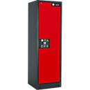 Armoire de sécurité Q Classic 90 Asecos, l. 600 x P 615 x H 1953 mm, porte fixée à droite, 6 tiroirs en acier à ouverture intégrale, gris anthracite/rouge signalisation (RAL 3020)