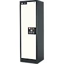 Armoire de sécurité Q Classic 90 Asecos, l. 600 x P 615 x H 1953 mm, porte fixée à gauche, 3 étagères, caillebotis et bac de rétention, gris anthracite/blanc pur (RAL 9010)