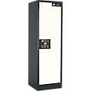 Armoire de sécurité type 90, l. 600 mm, porte fixée à droite, 3 étagères, blanc pur