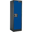 Armoire de sécurité type 90, l. 600 mm, porte fixée à droite, 3 étagères, bleu gentiane