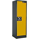 Armoire de sécurité type 90, l. 600 mm, porte fixée à droite, 3 étagères, jaune de sécurité