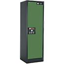 Armoire de sécurité type 90, l. 600 mm, porte fixée à droite, 3 étagères, vert réséda