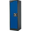 Armoire de sécurité type 90, l. 600 mm, porte fixée à gauche, 3 étagères, bleu gentiane