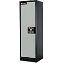 Armoire de sécurité type 90, l. 600 mm, porte fixée à gauche, 3 étagères, gris clair