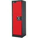 Armoire de sécurité type 90, l. 600 mm, porte fixée à gauche, 3 étagères, rouge circulation