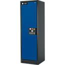Armoire de sécurité type 90, l. 600 mm, porte fixée à gauche, 6 tiroirs, bleu gentiane