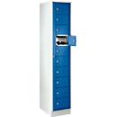 Armoire de stockage, avec porte centrale, Largeur intérieure des compartiments 350 mm, largeur 350 mm, 10 casiers, bleu gentiane