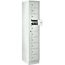 Armoire de stockage, avec porte centrale, Largeur intérieure des compartiments 350 mm, largeur 350 mm, 10 casiers, gris clair