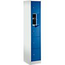 Armoire de stockage, avec porte centrale, Largeur intérieure des compartiments 350 mm, largeur 350 mm, 5 compartiments, bleu gentiane
