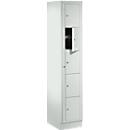 Armoire de stockage, avec porte centrale, Largeur intérieure des compartiments 350 mm, largeur 350 mm, 5 compartiments, gris clair