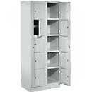 Armoire de stockage, avec porte centrale, Largeur intérieure des compartiments 350 mm, largeur 700 mm, 10 casiers, gris clair
