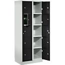 Armoire de stockage, avec porte centrale, Largeur intérieure des compartiments 350 mm, largeur 700 mm, 10 casiers, noir ébène