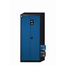 armoire de stockage de produits chimiques asecos CS-CLASSIC, portes à charnières, façade bleu gentiane, L 810 x P 520 x H 1950 mm