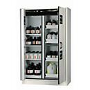 Armoire de stockage de sécurité combinée de type 30 asecos K-PHOENIX-30, portes battantes et pliantes avec système d'arrêt de porte, façade gris clair, L 1202 x P 598 x H 1968 mm