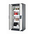 Armoire de stockage de sécurité de type 90 asecos Q-PEGASUS-90, portes battantes à fermeture automatique, commande d'une seule main, façade blanc pur, L 893 x P 615 x H 1953 mm