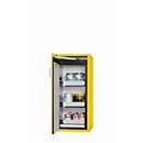 Armoire de stockage de sécurité de type 90 asecos S-CLASSIC-90, porte à charnières avec système d'arrêt de porte, charnières à gauche, façade en jaune de sécurité, L 596 x P 616 x H 1298 mm