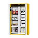 Armoire de stockage de sécurité de type 90 asecos S-PHOENIX-90, portes pliantes avec système d'arrêt de porte, façade en jaune de sécurité, L 1196 x P 616 x H 1968 mm