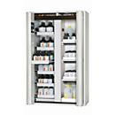 Armoire de stockage de sécurité de type 90 asecos S-PHOENIX-90, portes pliantes avec système d'arrêt de porte, façade gris clair, L 1196 x P 616 x H 1968 mm