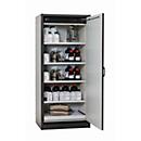 Armoire de stockage de sécurité type 30 asecos Q-CLASSIC-30, porte à charnières, charnières à droite, façade gris clair, L 864 x P 620 x H 1947 mm