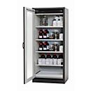Armoire de stockage de sécurité type 30 asecos Q-DISPLAY-30, porte à charnière avec découpe en verre, charnière à gauche, façade rouge trafic, L 864 x P 620 x H 1947 mm