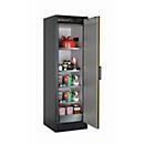 Armoire de stockage de sécurité type 90 asecos Q-CLASSIC-90, porte à charnières, charnières à droite, sécurité avant jaune, L 599 x P 615 x H 1953 mm