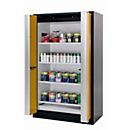 Armoire de stockage de sécurité type 90 asecos Q-PHOENIX-90, portes pliantes, sécurité frontale jaune, L 1193 x P 615 x H 1953 mm
