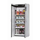 Armoire de stockage de sécurité type 90 asecos S-CLASSIC-90, portes battantes avec système d'arrêt de porte, façade gris clair, L 896 x P 616 x H 1968 mm