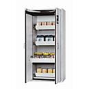 Armoire de stockage de sécurité type 90 asecos S-CLASSIC-90, portes battantes avec système d'arrêt de porte, façade gris clair, L 896 x P 616 x H 1968 mm