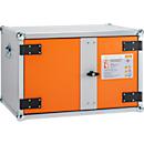 Armoire de stockage sur accu CEMO 8/5 Basic, porte battante, verrouillage de porte LockEX, résistant au feu, sans pieds de gerbage, L 800 x P 660 x H 520 mm, gris clair/orange pur