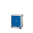 Armoire mobile pour chargement d'ordinateur portable, L 920 x P 500 x H 1060 mm, 16 compartiments, verrouillage 2 points, 2 roulettes avec frein, bleu gentiane