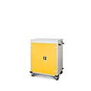 Armoire mobile pour chargement d'ordinateur portable, L 920 x P 500 x H 1060 mm, 16 compartiments, verrouillage 2 points, 2 roulettes avec frein, jaune
