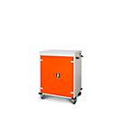 Armoire mobile pour chargement d'ordinateur portable, L 920 x P 500 x H 1060 mm, 16 compartiments, verrouillage 2 points, 2 roulettes avec frein, orange