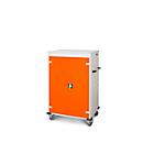 Armoire mobile pour chargement d'ordinateur portable, L 920 x P 500 x H 1250 mm, 20 compartiments, verrouillage 2 points, 2 roulettes avec frein, orange