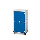 Armoire mobile pour chargement d'ordinateur portable, L 920 x P 500 x H 1540 mm, 26 compartiments, verrouillage 2 points, 2 roulettes avec frein, bleu gentiane