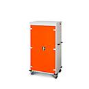 Armoire mobile pour chargement d'ordinateur portable, L 920 x P 500 x H 1540 mm, 26 compartiments, verrouillage 2 points, 2 roulettes avec frein, orange