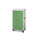Armoire mobile pour chargement d'ordinateur portable, L 920 x P 500 x H 1540 mm, 26 compartiments, verrouillage 2 points, 2 roulettes avec frein, vert