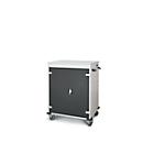 Armoire mobile pour chargement d'ordinateur portable, L 930 x P 500 x H 1060 mm, 16 compartiments, verrouillage 2 points, 2 roulettes avec frein, anthracite
