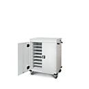Armoire mobile pour chargement d'ordinateur portable, L 930 x P 500 x H 1060 mm, 16 compartiments, verrouillage 2 points, 2 roulettes avec frein, gris clair