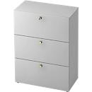Armoire pour dossiers suspendus TOPAS LINE, 3 hauteurs de classeurs, avec extension totale, gris clair/gris clair