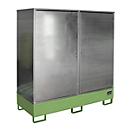 Armoire pour matières dangereuses BAUER GS-2, en tôle d'acier, accessible en fauteuil roulant, pour 2 fûts de 200 l, L 1680 x P 690 x H 1780 mm, vert