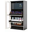 Armoire pour produits chimiques asecos CS-CLASSIC-GF, portes battantes avec découpe en verre, façade blanc pur, L 1055 x P 520 x H 1950 mm