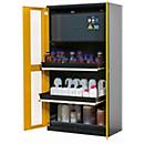 Armoire pour produits chimiques asecos CS-CLASSIC-GF, portes battantes avec découpe en verre, façade jaune de sécurité, L 1055 x P 520 x H 1950 mm