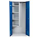 Armoire pour produits d'entretien - L 800 x P 500 x H 1800 mm - verrouillable - bleu gentiane RAL 5010 / gris cl. RAL 7035