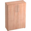 Armoire TARA, 3 hauteurs de classeurs, l. 800 x P 420 x H 1144 mm, portes battantes, 2 étagères, empilable, coloris noyer