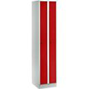 Armoire-vestiaire peu encombrante, largeur de compartiment 200 mm, verrouillable, 2 compartiments, rouge
