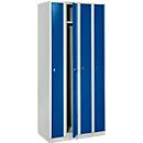 Armoire-vestiaire peu encombrante, largeur de compartiment 200 mm, verrouillable, 4 compartiments, bleu gentiane