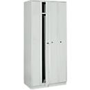 Armoire-vestiaire peu encombrante, largeur de compartiment 200 mm, verrouillable, 4 compartiments, gris clair