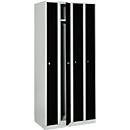Armoire-vestiaire peu encombrante, largeur de compartiment 200 mm, verrouillable, 4 compartiments, noir