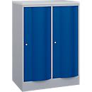Armoire vestiaire Resisto de C+P, 2 compartiments, 2 casiers, L 772 x P 540 x H 1077 mm, alu blanc/bleu gentiane